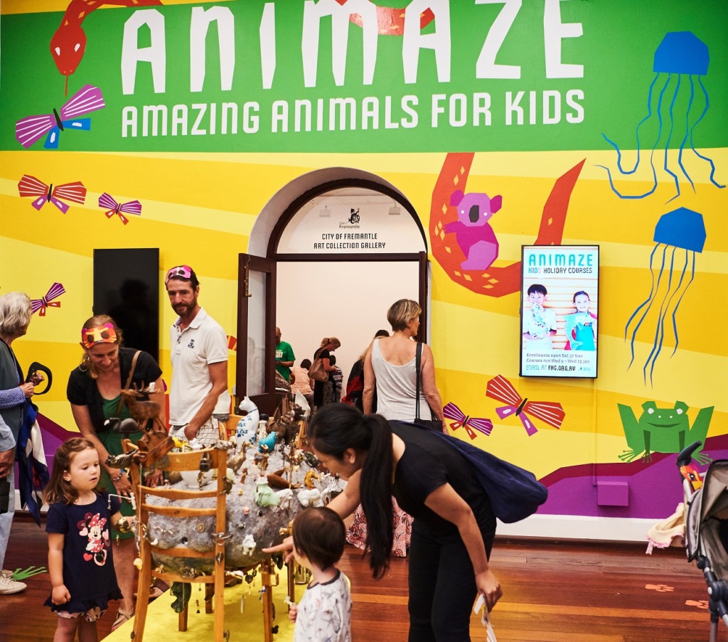 Fremantle Arts Centre reception during the Animaze: amazing animal for kids exhibition, 2018. Photograph by Rebecca Mansell